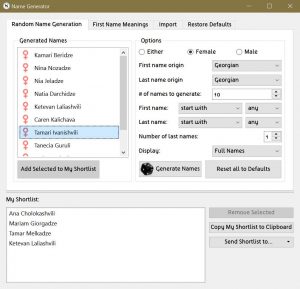 female Georgian names in name generator