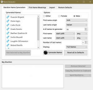 Generating Irish Italian male names